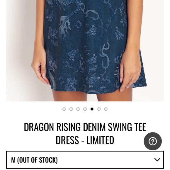 Blackmilk “DRAGON RISING DENIM SWING TEE DRESS - LIMITED” Size Medium M NWT - Picture 3 of 16